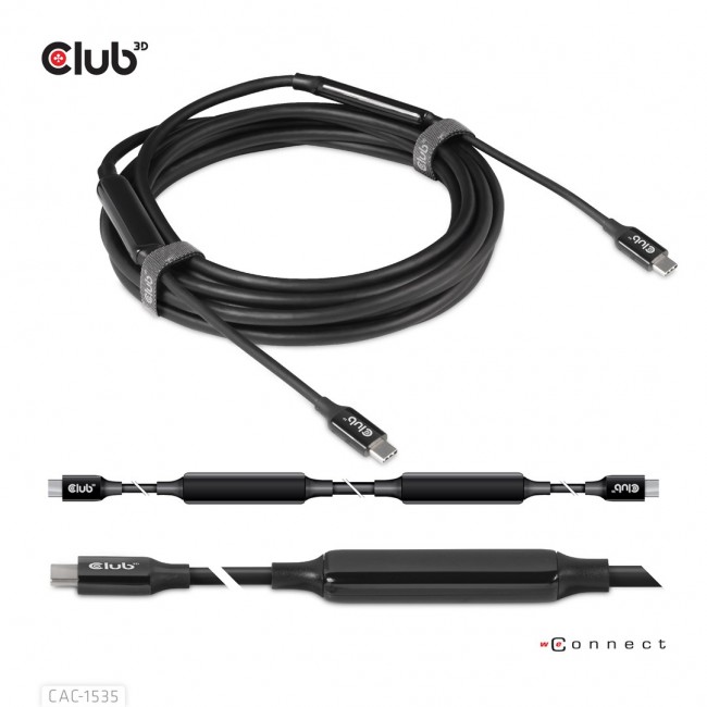 CLUB3D USB 3.2 Gen2 Type C to C Active Bi-directional Cable 8K60Hz M/M 5m/16.4ft CLUB3D USB 3.2 Gen2 Type C to C Active Bi-directional Cable 8K60Hz M/M 5m/16.4ft