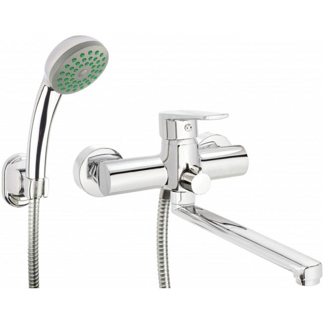 Wall-mounted washbasin and bath mixer with shower set Wall-mounted washbasin and bath mixer with shower set