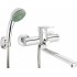 Wall-mounted washbasin and bath mixer with shower set