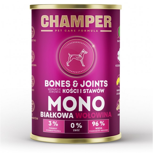CHAMPER Bones & Joints Monoprotein Beef - wet dog food - 400g CHAMPER Bones & Joints Monoprotein Beef - wet dog food - 400g