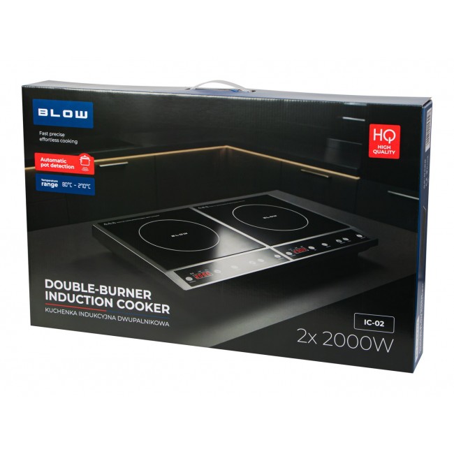 Induction cooker, two-burner adjustable hob, 2000W + 2000W BLOW