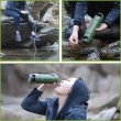 Extralink PURISOO+ BUTELKA Z SYSTEMEM FILTRUJACYM Z POMPKA 400ML FILTR UF + ACF Water filtration bottle 0.4 L Green, Olive