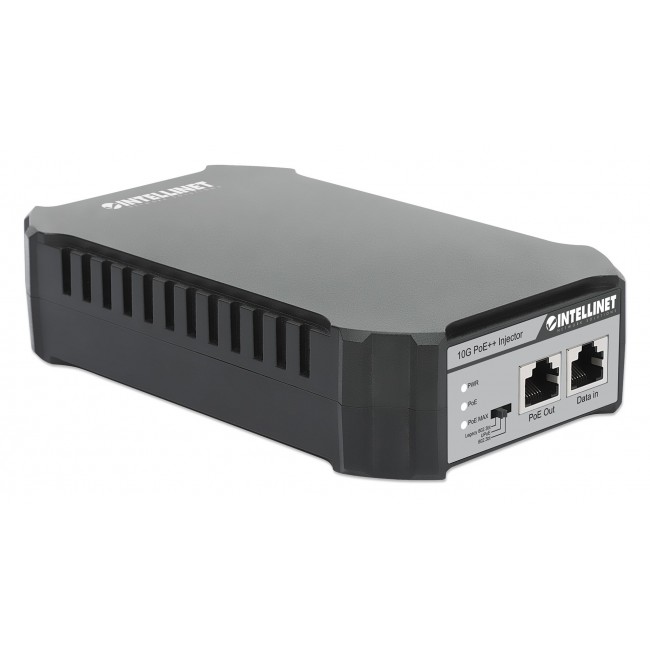 Intellinet 10G PoE++ Injector One 95 W Port, IEEE 802.3bt (4PPoE) Compliant, Metal Housing, Wall-mount Option