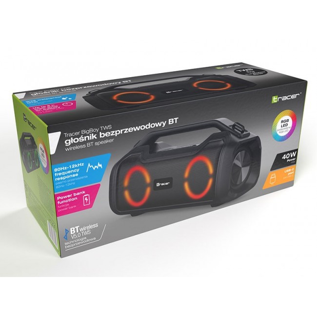 Tracer speakers BigBoy TWS 40W bluetooth black TRAGLO47343 Tracer speakers BigBoy TWS 40W bluetooth black TRAGLO47343