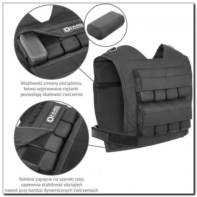 HMS Fitness KTO16 weighted vest Steel Black HMS Fitness KTO16 weighted vest Steel Black