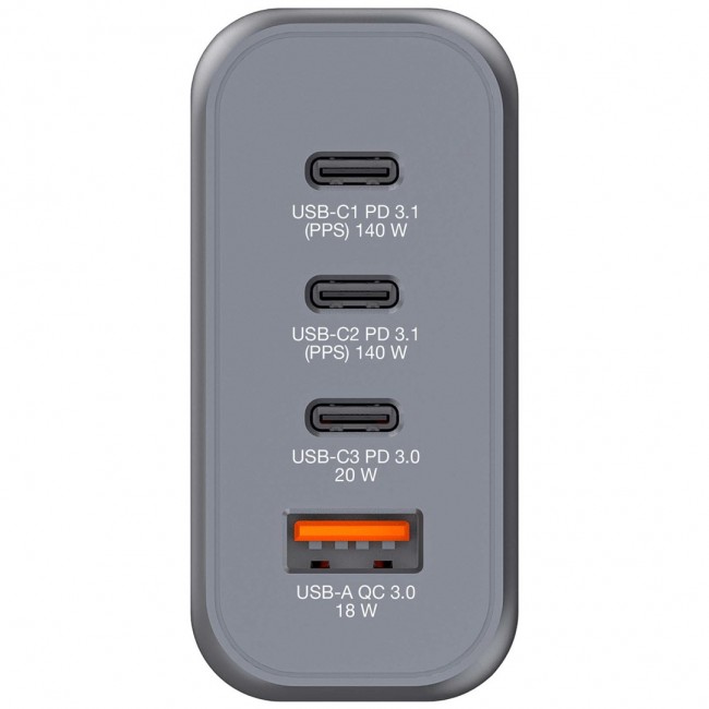 Verbatim GNC-140 GaN Charger 140W with 2 x USB-C PD 140W / 1 x USB-C PD 20W / 1 x USB-A QC 3.0 (EU/UK/US) Verbatim GNC-140 GaN Charger 140W with 2 x USB-C PD 140W / 1 x USB-C PD 20W / 1 x USB-A QC 3.0 (EU/UK/US)