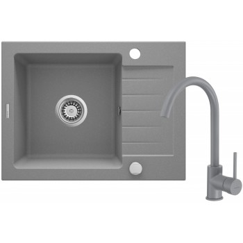 Granite sink with 1-bowl faucet with drainer