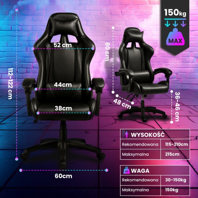 Extralink Gaming | Gaming Chair | office, rotary, bucket, black, G-524
