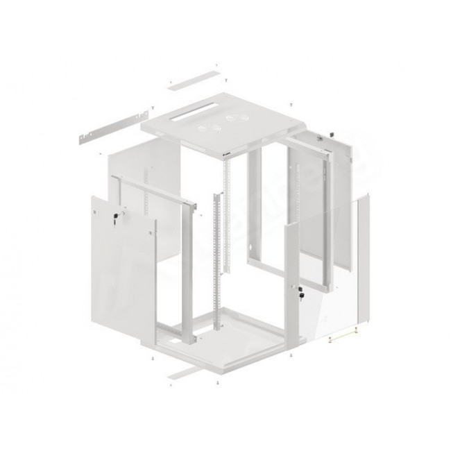 Lanberg wall-mounted installation rack cabinet 19'' 15U 600x600mm gray (glass door) Lanberg wall-mounted installation rack cabinet 19'' 15U 600x600mm gray (glass door)