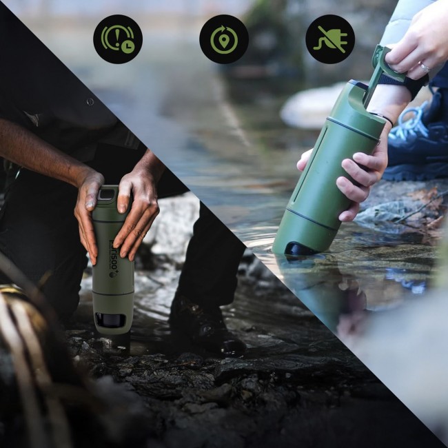 Extralink PURISOO+ BUTELKA Z SYSTEMEM FILTRUJACYM Z POMPKA 400ML FILTR UF + ACF Water filtration bottle 0.4 L Green, Olive