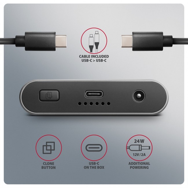 Axagon EEM2-20GD USB-C 20Gbps Dual M.2 NVMe SSD CLONE MASTER Enclosure
