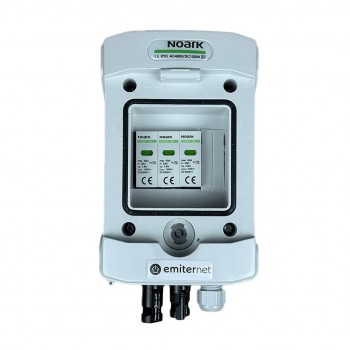 Switchgear attached DC hermetic IP65 EMITTER with Noark 1000V type 2 DC surge arrester, 1x PV string, 1x MPPT