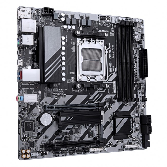 GIGABYTE B840M DS3H Motherboard - AMD Ryzen 9000 CPUs, 8+2+2 Phases VRM, up to 8200MHz DDR5, 2xPCIe 4.0 M.2, 2.5GbE LAN, USB 3.2 Gen 1