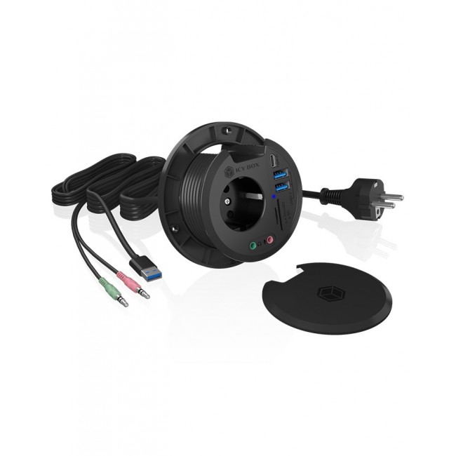 ICY BOX IB-HUB1430-CR socket-outlet Black