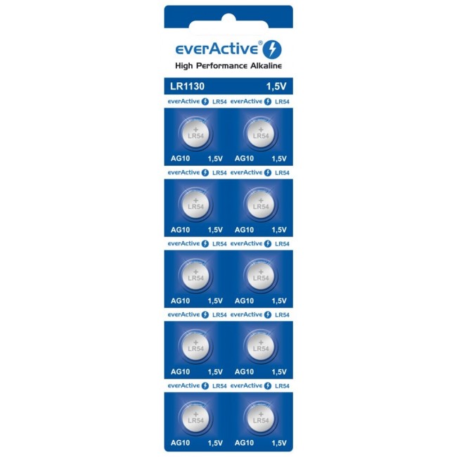 Mini alkaline batteries everActive G10 LR1130 LR54 10 pcs Mini alkaline batteries everActive G10 LR1130 LR54 10 pcs