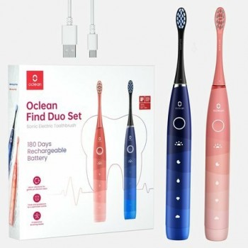Oclean Flow Find Duo Set Adult Sonic toothbrush Blue, Pink
