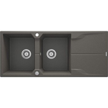 2-bowl granite sink with drainer