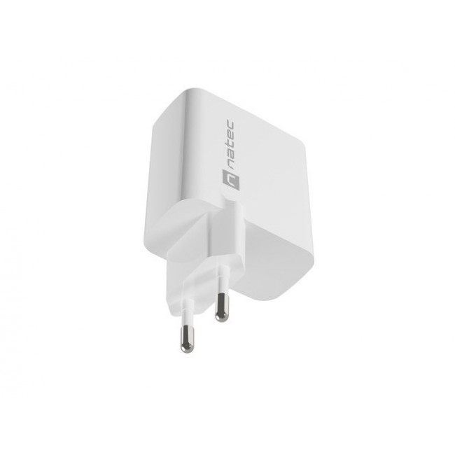 NATEC RIBERA GAN CHARGER 1x USB-A + 1x USB-C 65W WHITE