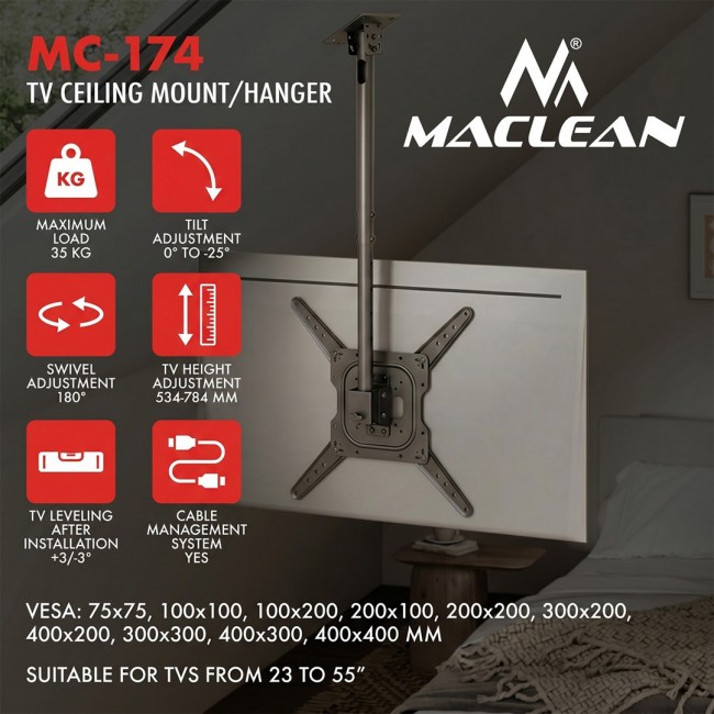 Maclean Ceiling Mount for TV, max. load 35 kg, 23 55
