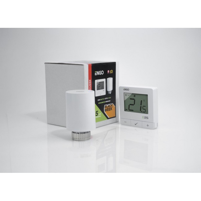 ENGO Controls Inteligentny zestaw ogrzewania Bia y (E25-BATW-4 + ETRV-M30)