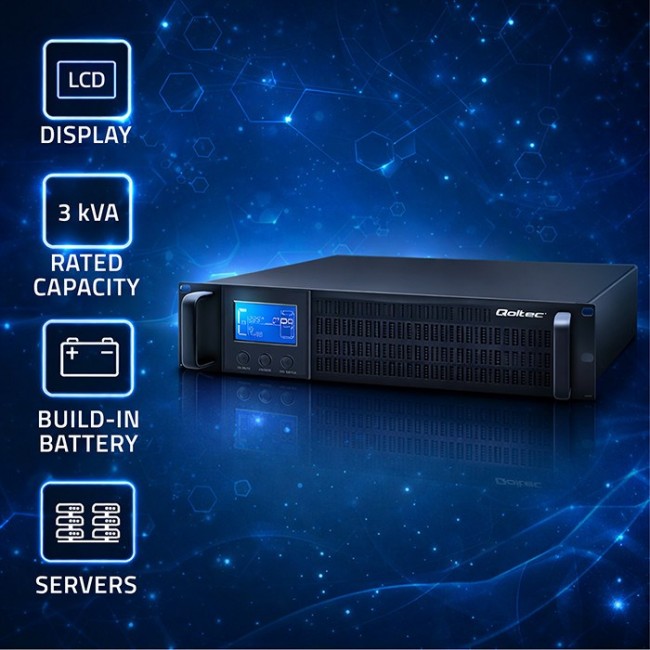 Qoltec RACK UPS | 3kVA | 2400W | LCD