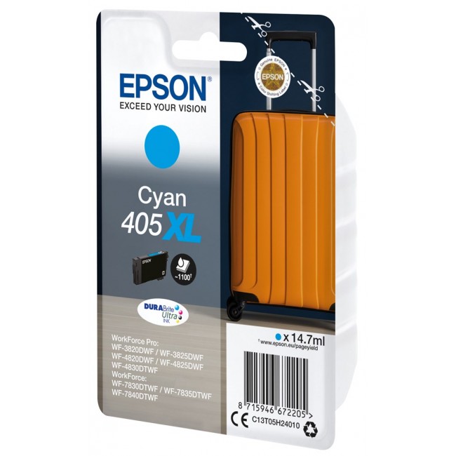 Epson 405XL DURABrite Ultra Ink ink cartridge 1 pc(s) Original High (XL) Yield Cyan Epson 405XL DURABrite Ultra Ink ink cartridge 1 pc(s) Original High (XL) Yield Cyan