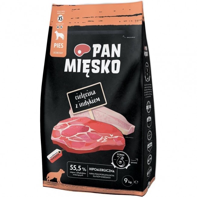 PAN MIĘSKO Veal with turkey - dry dog food - 9kg
