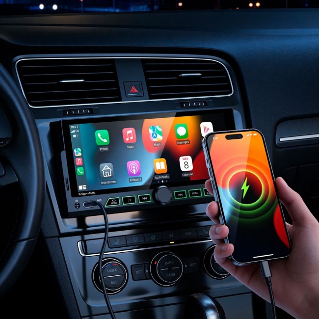Kruger&Matz KM2017 1DIN CarPlay/AndroidAuto car radio