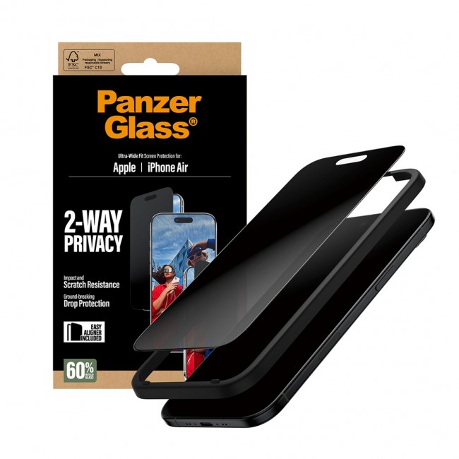 PanzerGlass 2-Way Privacy Screen Protector iPhone Air | Ultra-Wide Fit w. EasyAligner Clear screen protector Apple 1 pc(s)