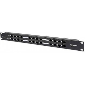 Intellinet PoE Patch Panel, 24 Port Patch Panel with 12 port RJ45 Data In and 12 port RJ45 Data and Power Out, Passive Power over Ethernet Delivered on 12 Ports, 1U, CAT5e