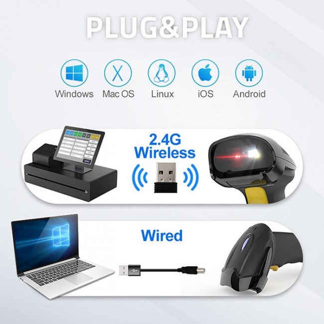 Qoltec 50856 Wireless barcode scanner 1D 2D | 2.4GHz Qoltec 50856 Wireless barcode scanner 1D 2D | 2.4GHz