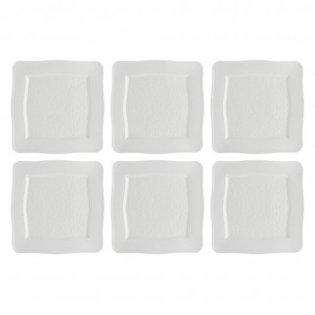 Set of 6 Square Plates Florentina - White, 26.5 cm