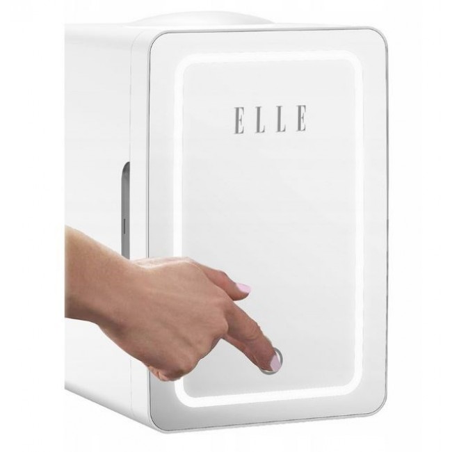 ELLE 6L white mini fridge with LED make-up mirror