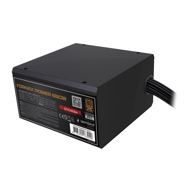 Gembird CCC-PSUBRONZE-650W Power supply unit Fornax Power 650W active PFC 12cm fan 80+Bronze color box Gembird CCC-PSUBRONZE-650W Power supply unit Fornax Power 650W active PFC 12cm fan 80+Bronze color box