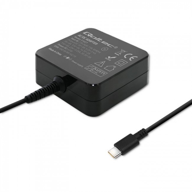 Qoltec 51027 Charger | 65W | 5-20.3V | 2-3.25A | USB type C | PD Qoltec 51027 Charger | 65W | 5-20.3V | 2-3.25A | USB type C | PD