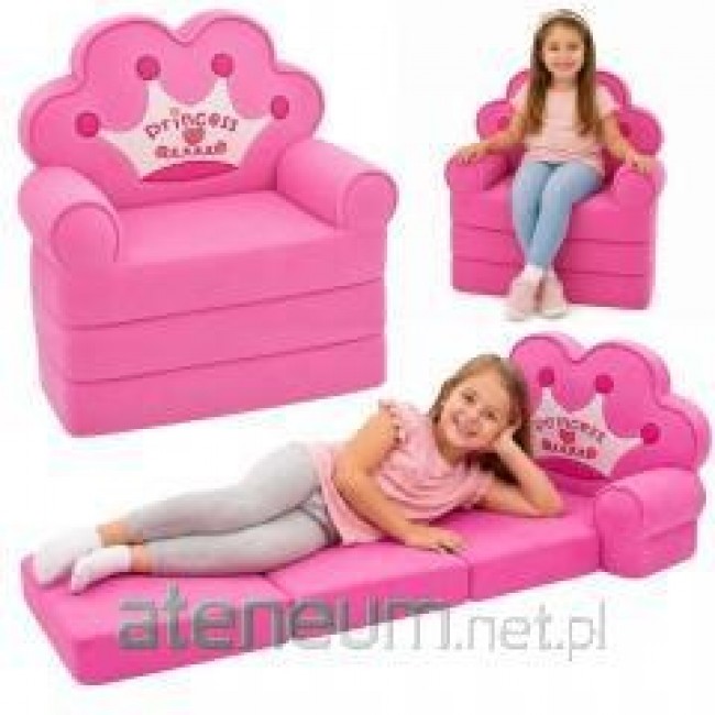 Rozk adany Fotel Sofa Le anka z Koroną 2W1 Dla Dzieci Miękki R owy