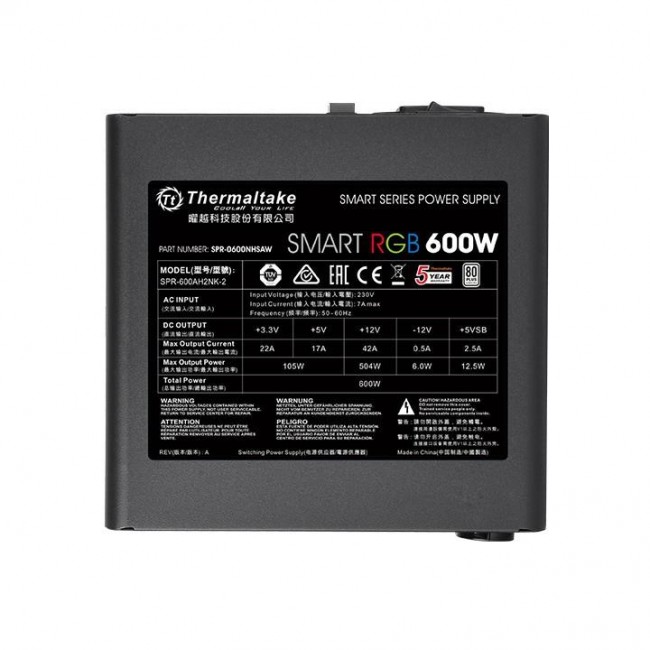 Thermaltake Smart RGB power supply unit 600 W 20+4 pin ATX ATX Black