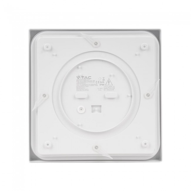 Plafond V-TAC VT-8624SW-SQ surface-mounted 24W LED IP44 30x30cm motion detector 4000K 2400lm (SKU 7667) White Plafond V-TAC VT-8624SW-SQ surface-mounted 24W LED IP44 30x30cm motion detector 4000K 2400lm (SKU 7667) White