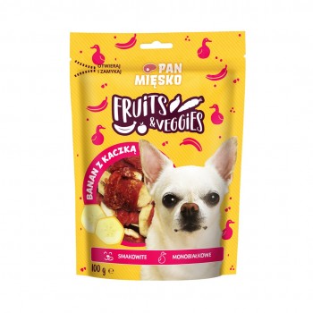 PAN MIĘSKO Fruits & Veggies Banana with duck - dog treat - 100g