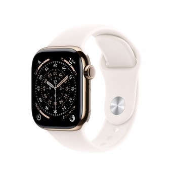 Apple Watch Series 11 GPS + Cellular 46mm Gold Titanium Case with Light Blush Sport Band - M/L