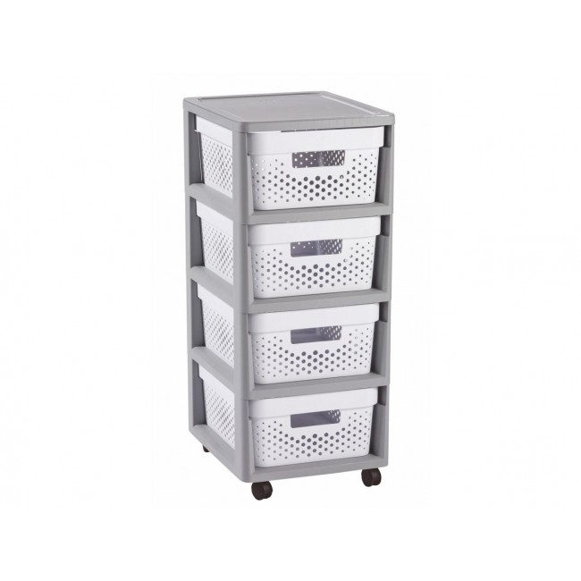 Curver Chariot roulettes Infinity - 4 tiroirs DE 10 l - roulettes - Table d'appoint - Blanc