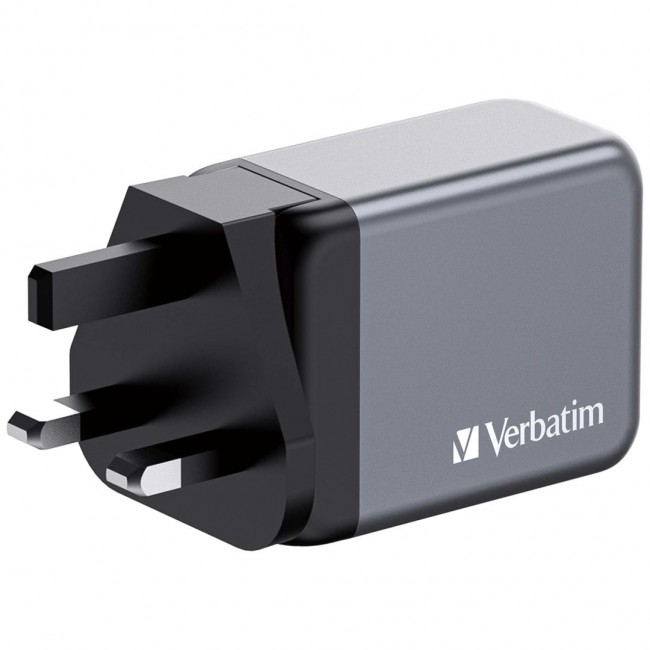 Verbatim GNC-65 GaN Charger 65W with 2 x USB-C PD 65W / 1 x USB-A QC 3.0 (EU/UK/US)