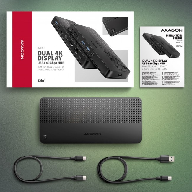 Axagon HMC-U4 laptop dock/port replicator Wired USB4 Black Axagon HMC-U4 laptop dock/port replicator Wired USB4 Black
