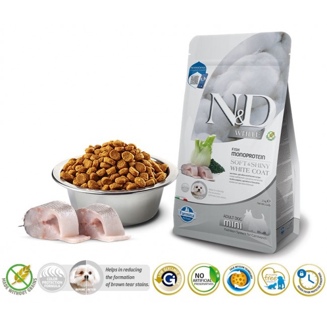 FARMINA N&D Sea Bass, Spirulina and Fennel Adult Mini - dry dog food - 2 kg