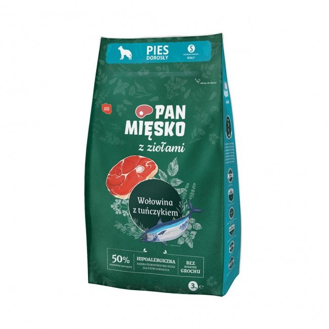 PAN MIĘSKO with Herbs Beef with tuna S - dry dog food - 3kg