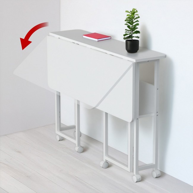 Maclean Folding Desk/Table, White, Mobile, 100x73 cm, max. 50 kg, Corner, L-Shaped, MC-126 L/W
