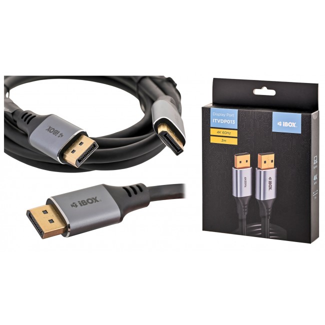 iBox ITVDP013 DisplayPort cable 4K 60Hz gold plug 3 m