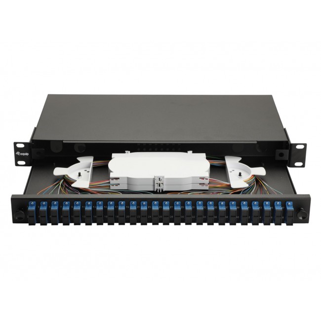 Equip 24-Port Fiber Optic Splice Box, SC Duplex, OS2, 1U, Equipped, Black