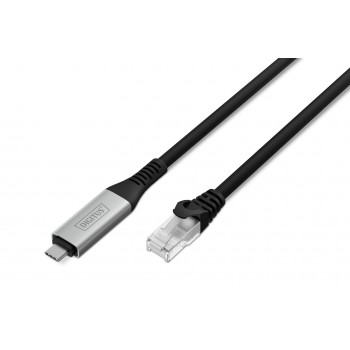 Digitus USB-C - RJ45 Ethernet cable, 1Gbit/s, 15m