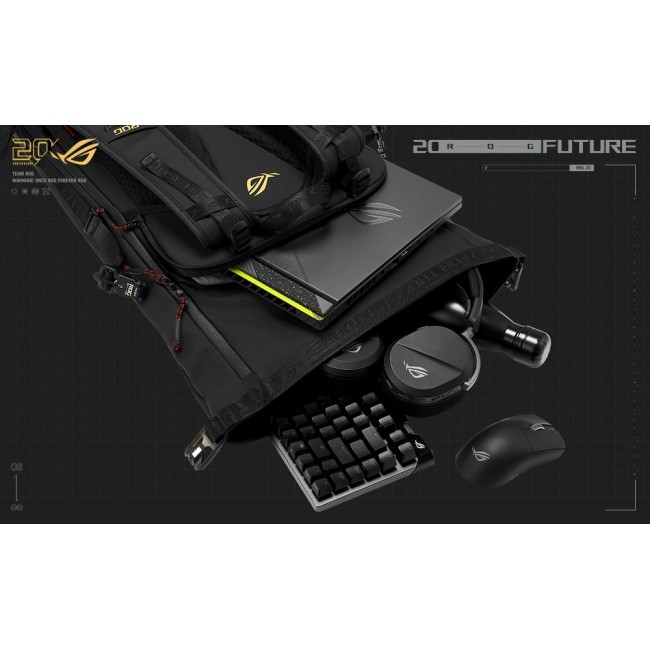 ASUS ROG SLASH Edition 20 backpack Roll top backpack Black Polyester, PU leather